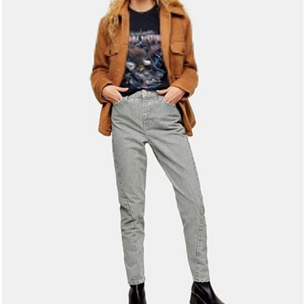 TopShop Mint Twist Seam Mom Jeans